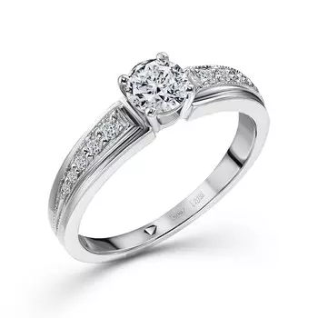 Кольцо с 11 бриллиантами белое золото 750