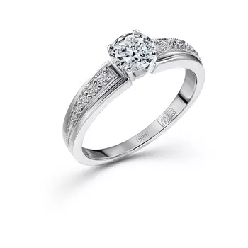 Кольцо с 11 бриллиантами белое золото 750