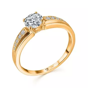 Кольцо с 11 бриллиантами желтое золото 750