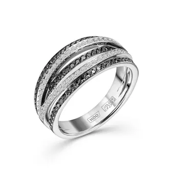 Кольцо с 124 бриллиантами белое золото 585