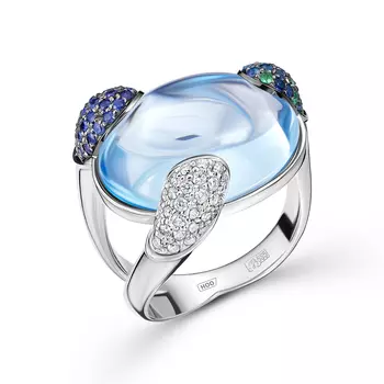 Кольцо с 124 бриллиантами белое золото 585