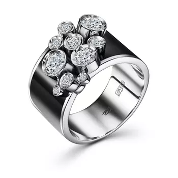 Кольцо с 12 бриллиантами белое золото 585