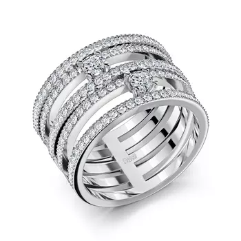 Кольцо с 130 бриллиантами белое золото 585