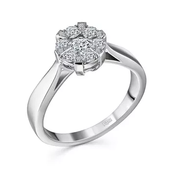 Кольцо с 13 бриллиантами белое золото 585