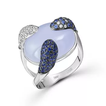 Кольцо с 149 бриллиантами белое золото 585