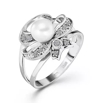 Кольцо с 14 бриллиантами белое золото 585