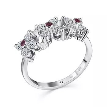 Кольцо с 15 бриллиантами белое золото 585