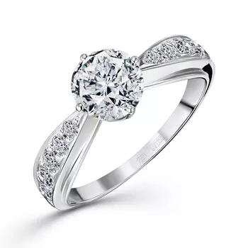 Кольцо с 15 бриллиантами белое золото 750