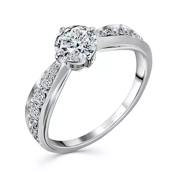 Кольцо с 15 бриллиантами белое золото 750