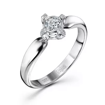 Кольцо с 17 бриллиантами белое золото 585