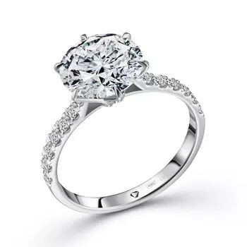 Кольцо с 17 бриллиантами белое золото 750