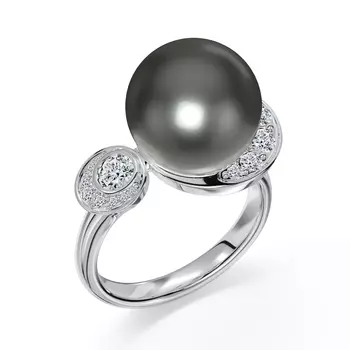 Кольцо с 18 бриллиантами белое золото 585