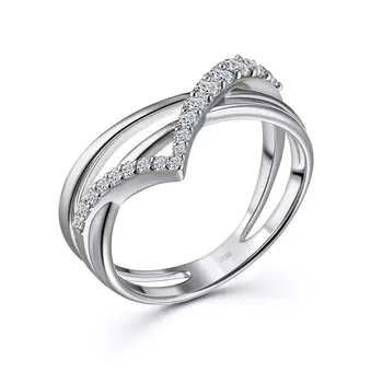 Кольцо с 18 бриллиантами белое золото 585