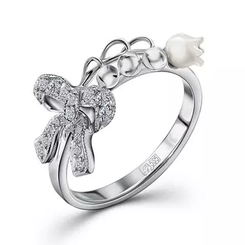 Кольцо с 18 бриллиантами белое золото 585