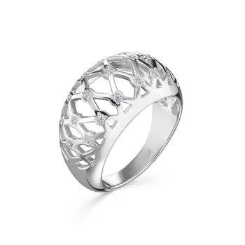 Кольцо с 19 бриллиантами белое золото 585