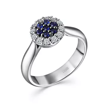 Кольцо с 19 бриллиантами белое золото 585