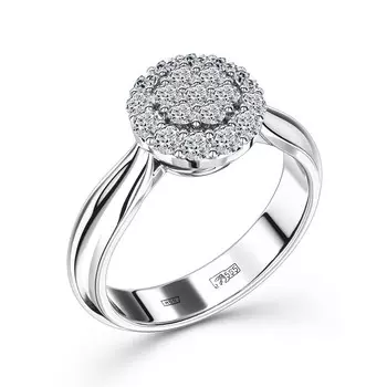 Кольцо с 19 бриллиантами белое золото 585