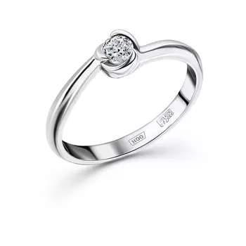 Кольцо с 1 бриллиантом белое золото 585