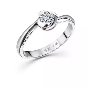 Кольцо с 1 бриллиантом белое золото 585