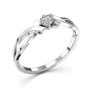 Кольцо с 1 бриллиантом белое золото 585