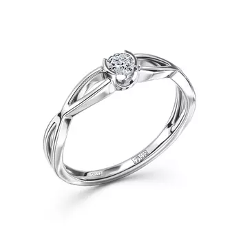 Кольцо с 1 бриллиантом белое золото 585