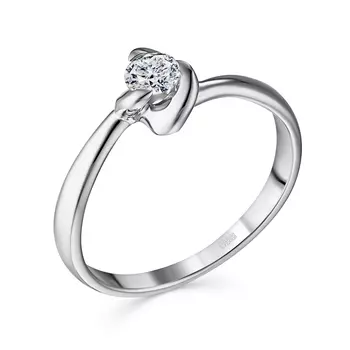 Кольцо с 1 бриллиантом белое золото 585