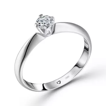 Кольцо с 1 бриллиантом белое золото 585