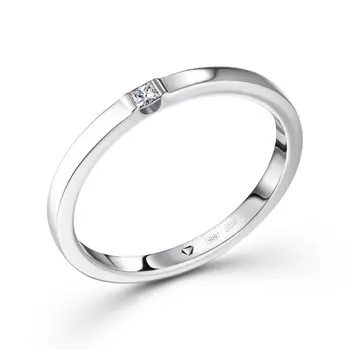 Кольцо с 1 бриллиантом белое золото 585