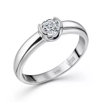 Кольцо с 1 бриллиантом белое золото 585