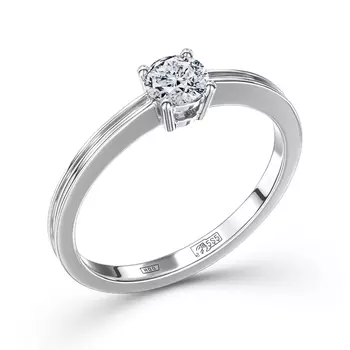 Кольцо с 1 бриллиантом белое золото 585