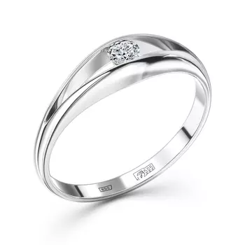 Кольцо с 1 бриллиантом белое золото 585