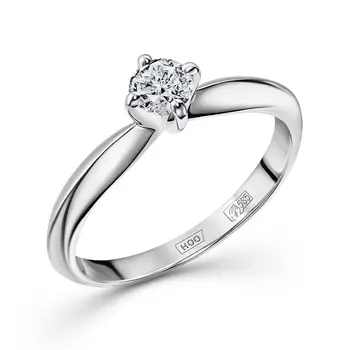 Кольцо с 1 бриллиантом белое золото 585