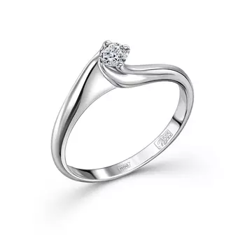 Кольцо с 1 бриллиантом белое золото 585