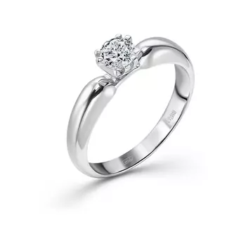 Кольцо с 1 бриллиантом белое золото 585