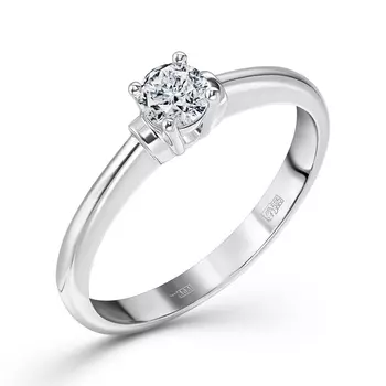 Кольцо с 1 бриллиантом белое золото 585