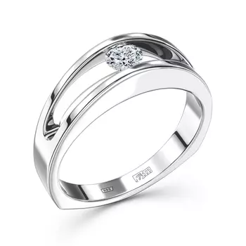 Кольцо с 1 бриллиантом белое золото 585