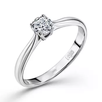 Кольцо с 1 бриллиантом белое золото 585