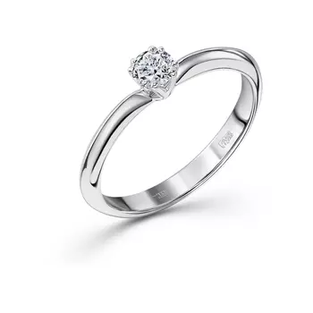 Кольцо с 1 бриллиантом белое золото 585