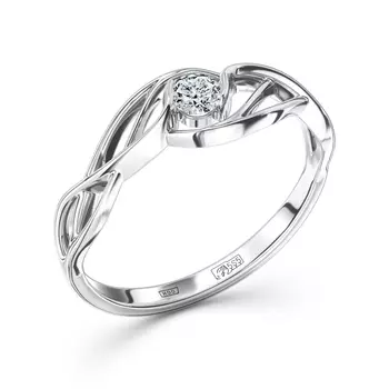 Кольцо с 1 бриллиантом белое золото 585