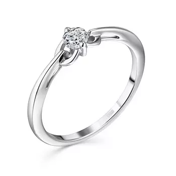Кольцо с 1 бриллиантом белое золото 585