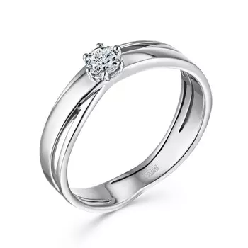 Кольцо с 1 бриллиантом белое золото 585