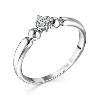 Кольцо с 1 бриллиантом белое золото 585