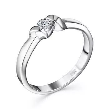 Кольцо с 1 бриллиантом белое золото 585
