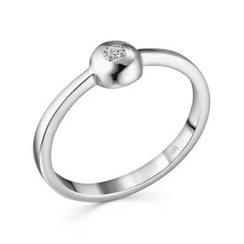Кольцо с 1 бриллиантом белое золото 585