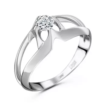 Кольцо с 1 бриллиантом белое золото 585