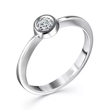 Кольцо с 1 бриллиантом белое золото 585