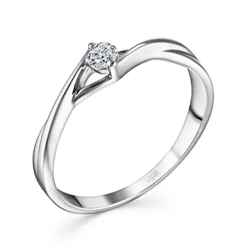 Кольцо с 1 бриллиантом белое золото 585