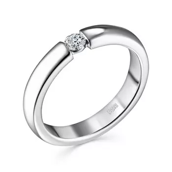 Кольцо с 1 бриллиантом белое золото 585
