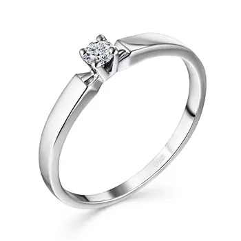 Кольцо с 1 бриллиантом белое золото 585