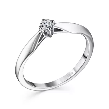 Кольцо с 1 бриллиантом белое золото 585